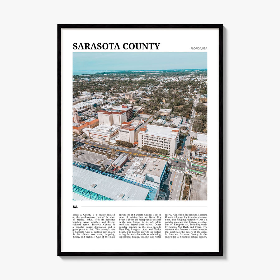 Sarasota County Travel Poster, framed poster mockup