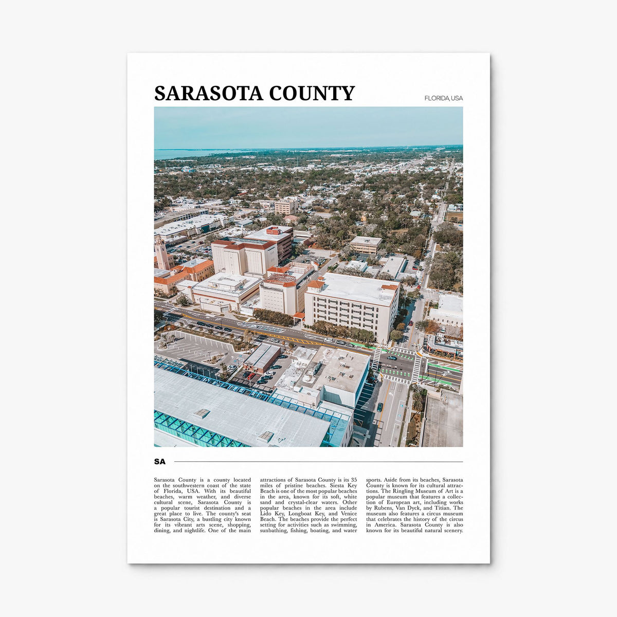 Sarasota County Travel Poster, print only (unframed)