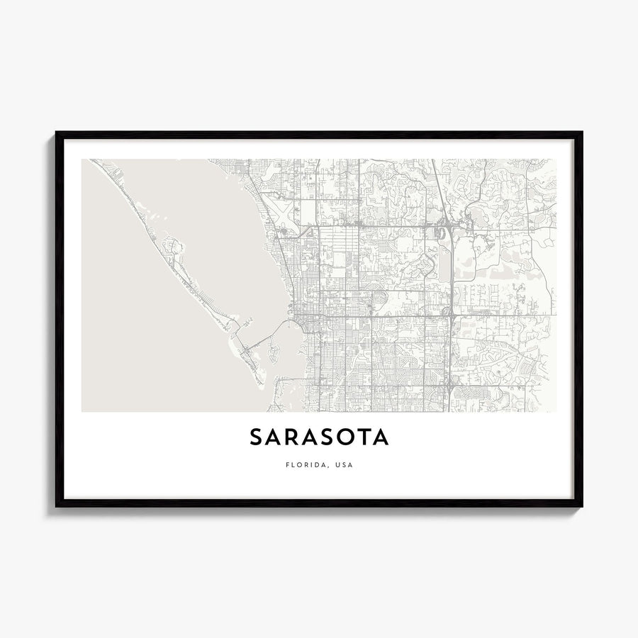 Sarasota Map Poster, framed poster mockup