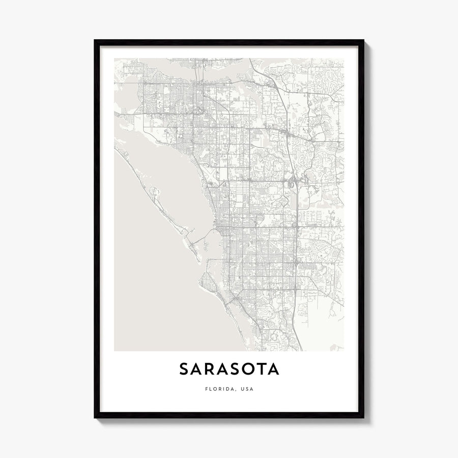 Sarasota Map Poster, framed poster mockup