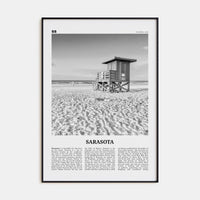 Sarasota No 1 Poster Black Metal / 8x12 in Nbourhood Travel B&W Poster