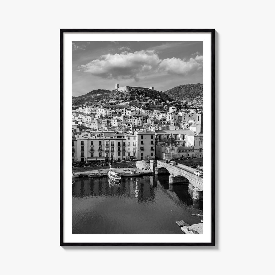 Sardinia black & white photo poster of Italy – vertical wall art, unframed print shown in interior mockup