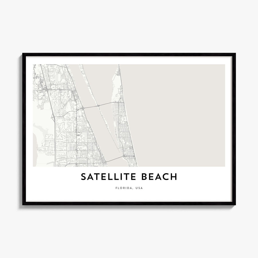 Satellite Beach Map Poster, framed poster mockup