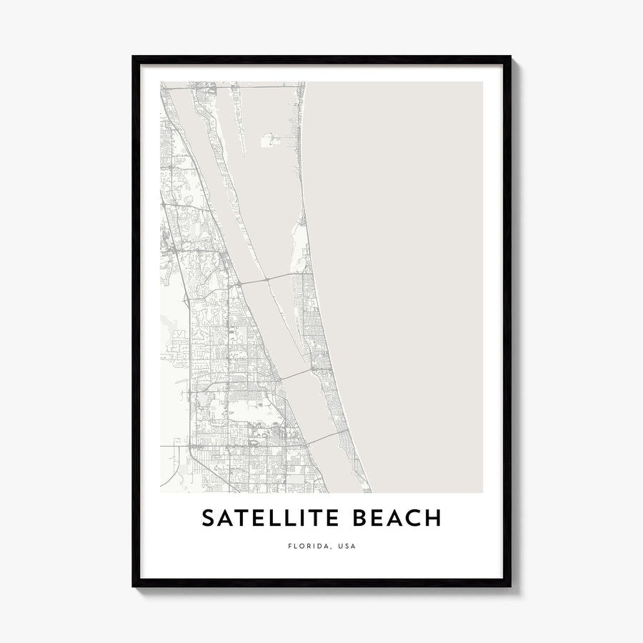 Satellite Beach Map Poster, framed poster mockup