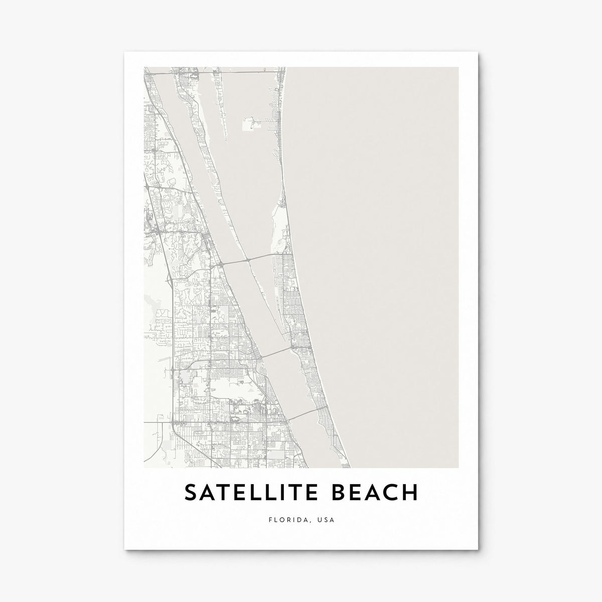Satellite Beach Map Poster, print only (unframed)