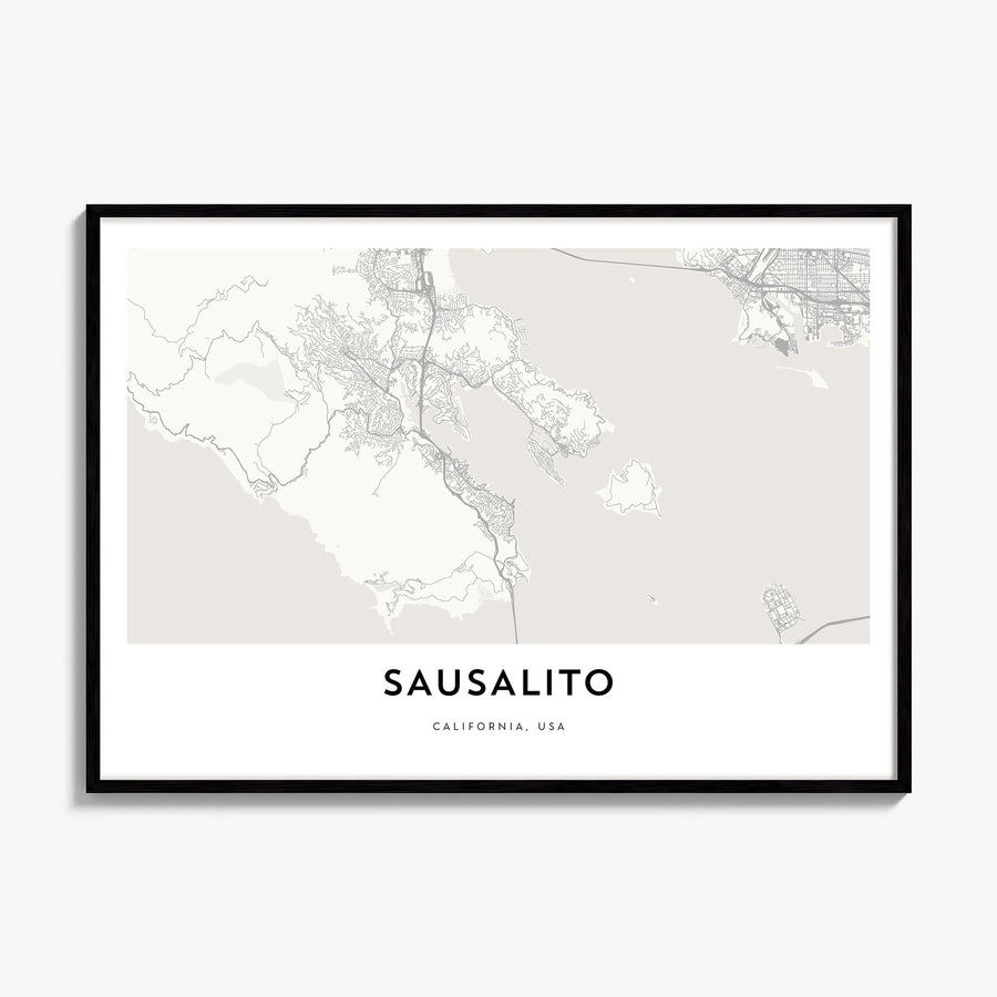 Sausalito Map Poster, framed poster mockup