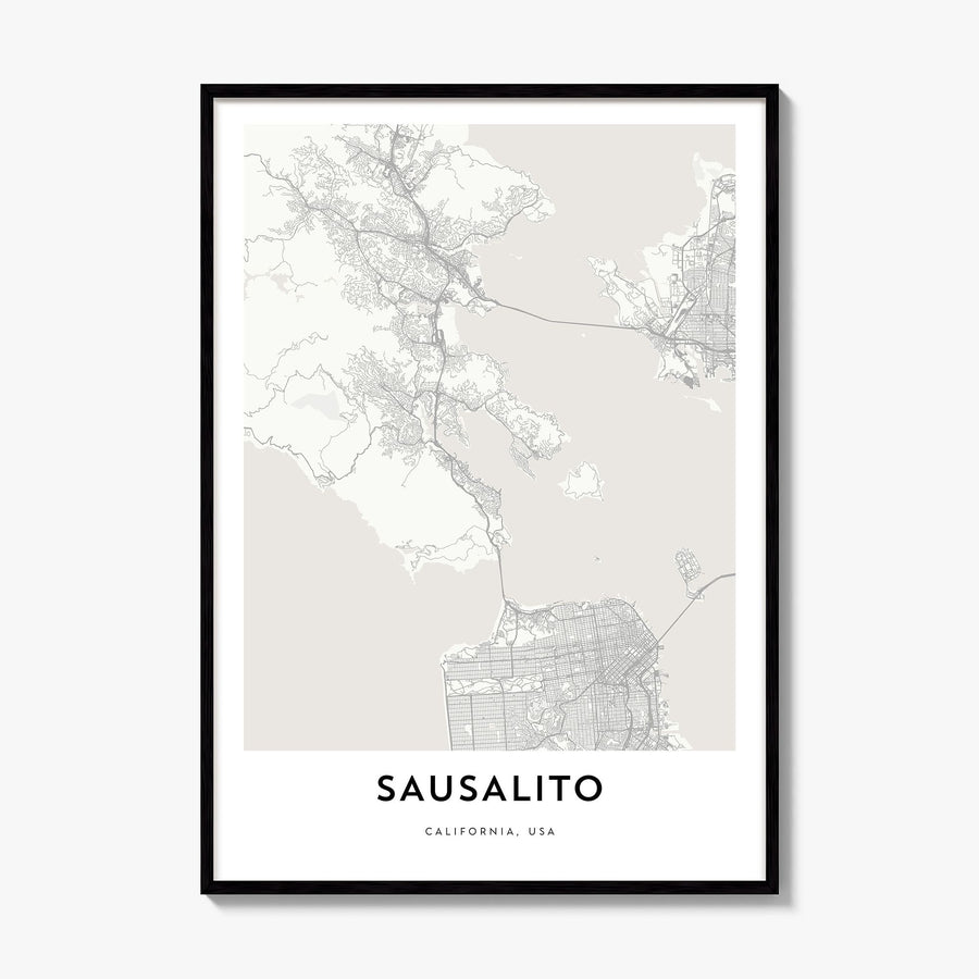 Sausalito Map Poster, framed poster mockup
