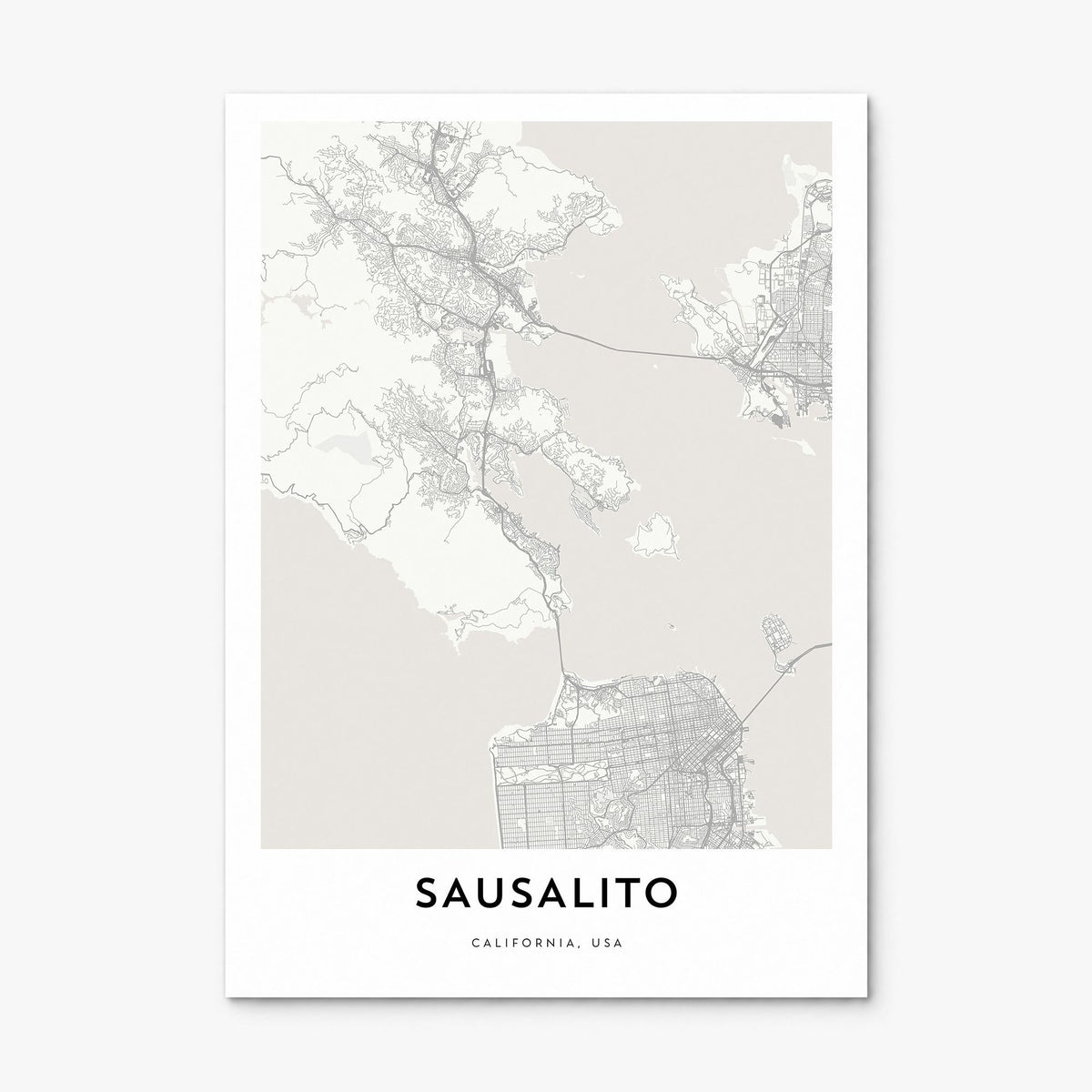 Sausalito Map Poster, print only (unframed)