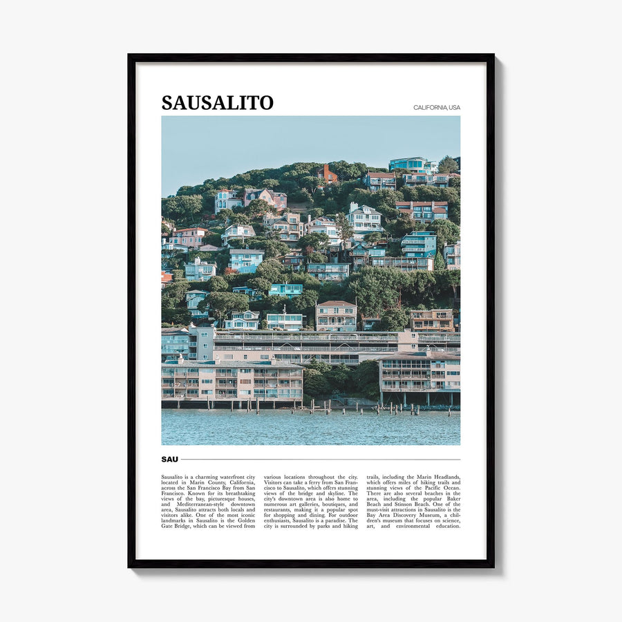 Sausalito Travel Poster, framed poster mockup
