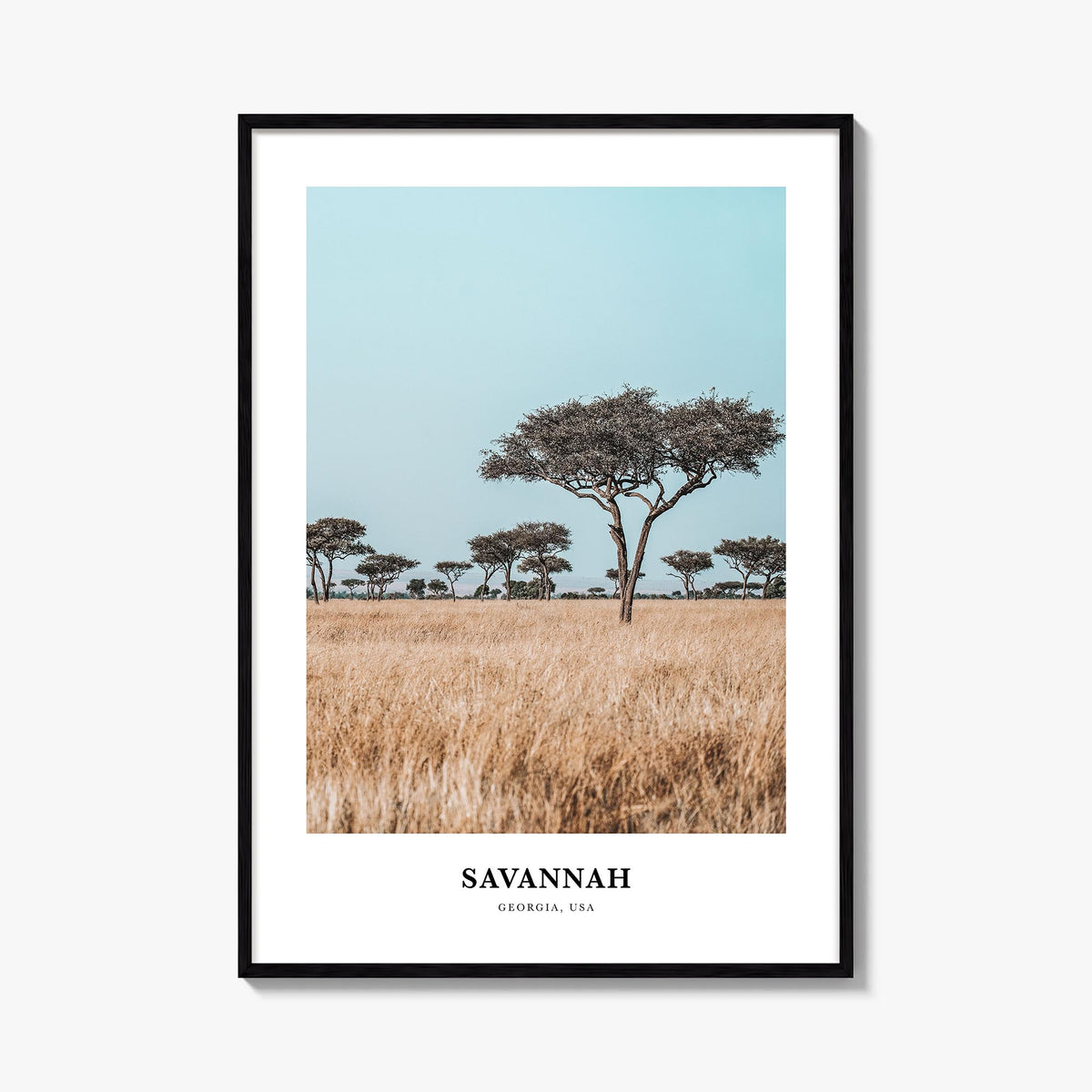 Savannah colorful classic poster of Georgia, USA – vertical wall art, unframed print shown in interior mockup