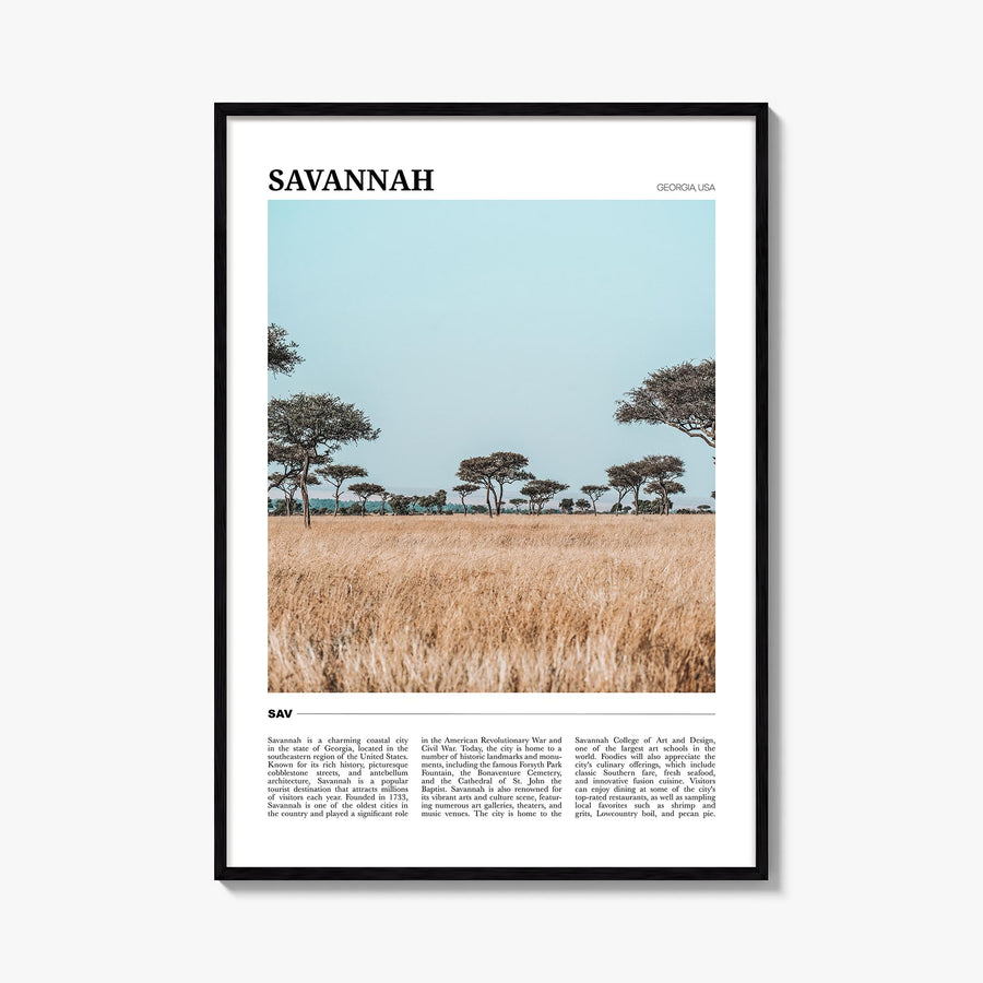 Savannah colorful travel poster of Georgia, USA – vertical wall art, unframed print shown in interior mockup