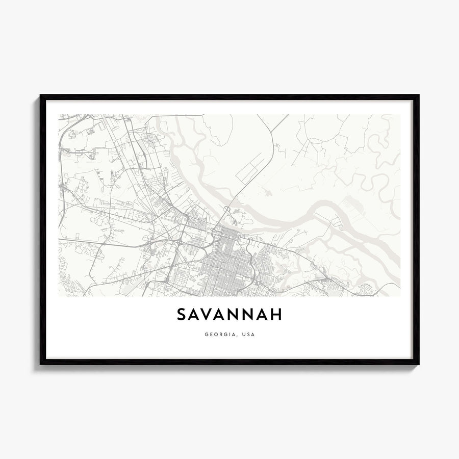Savannah Map Poster, framed poster mockup