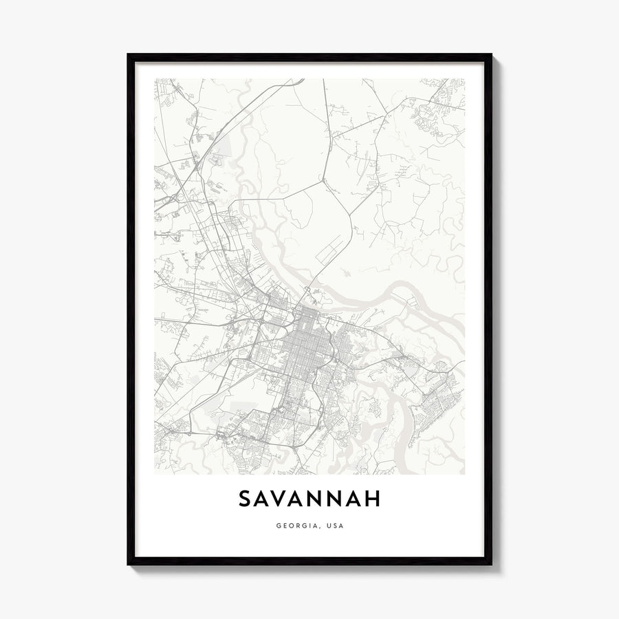 Savannah Map Poster, framed poster mockup