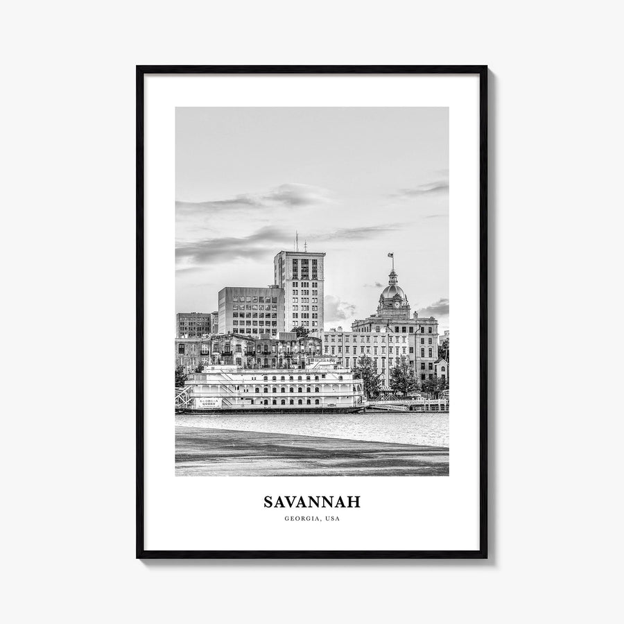 Savannah no. 1 black & white classic poster of Georgia, USA – vertical wall art, unframed print shown in interior mockup
