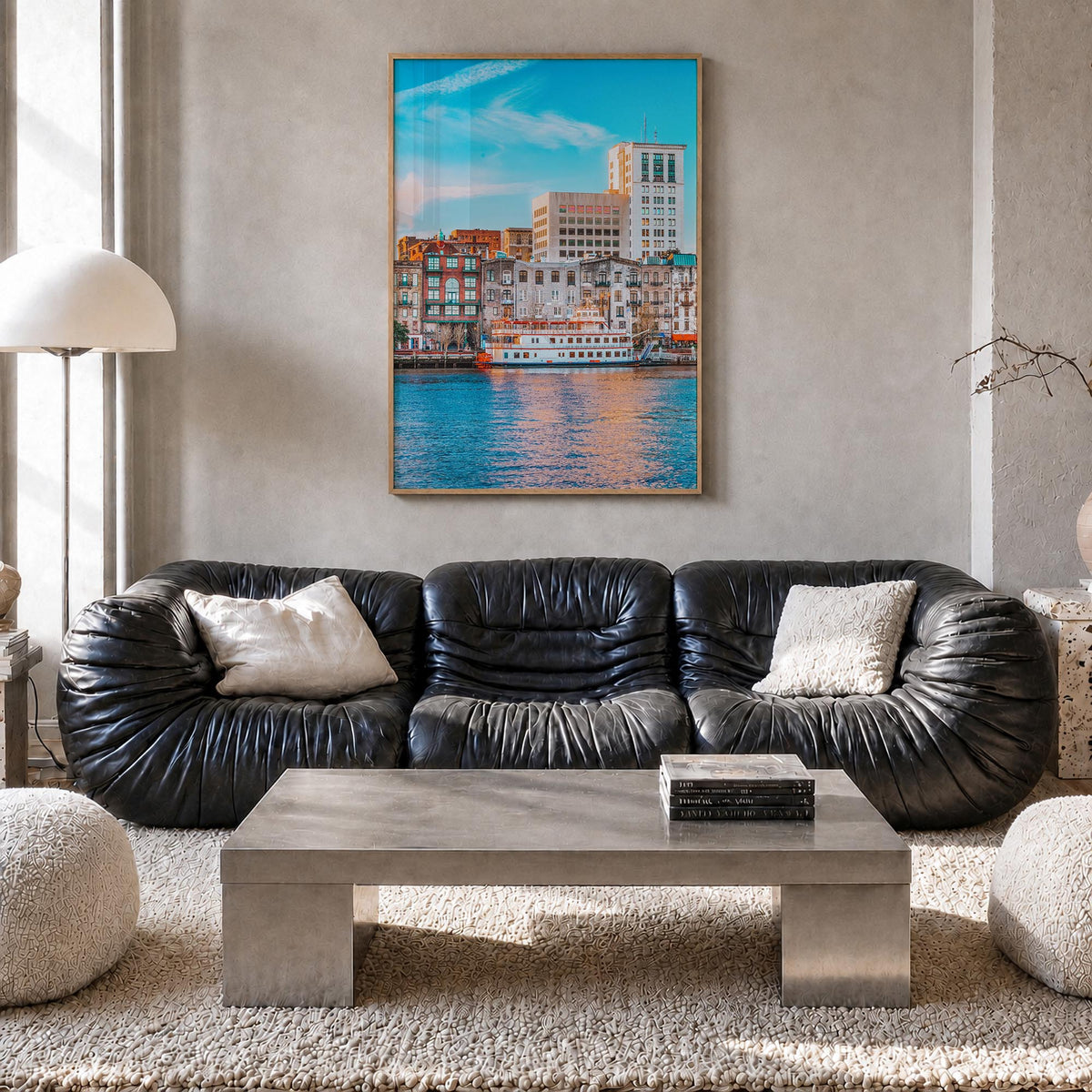 Savannah no. 1 colorful photo poster of Georgia, USA – vertical wall art in natural wood frame, hanging on wall