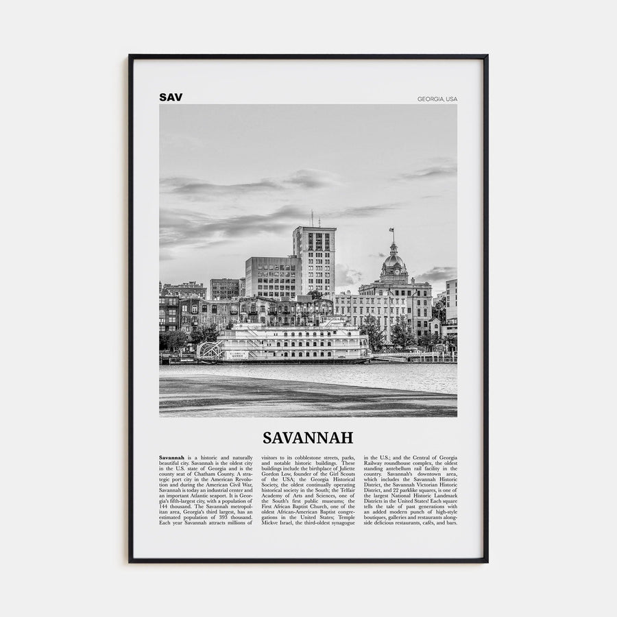 Savannah No 1 Poster Black Metal / 8x12 in Nbourhood Travel B&W Poster