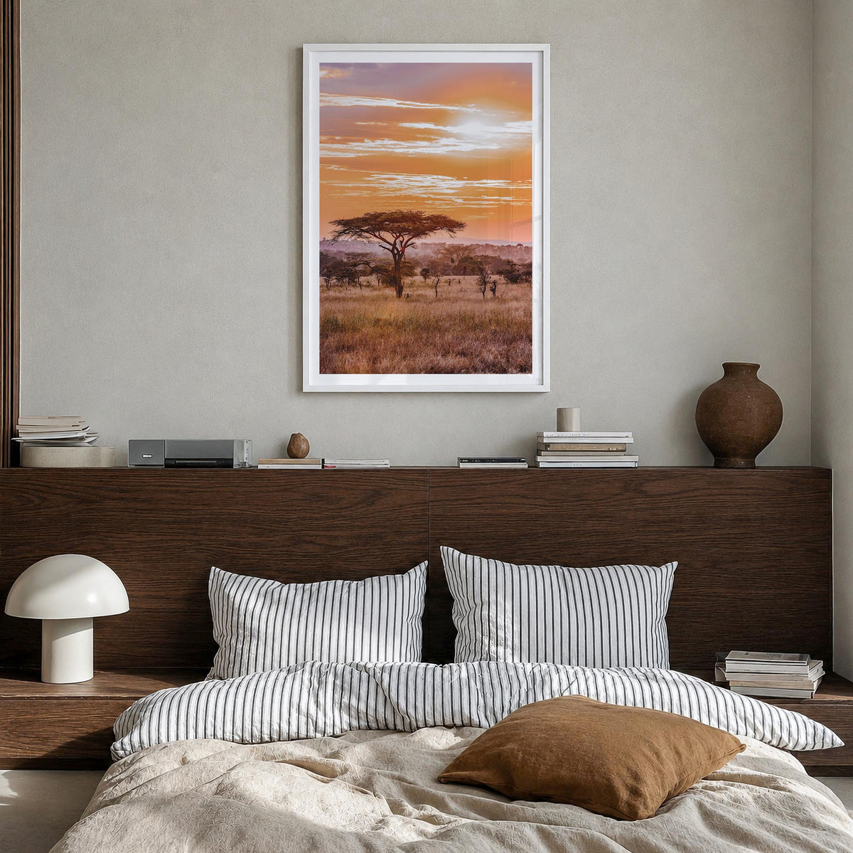 Savannah no. 2 colorful photo poster of Georgia, USA – vertical wall art in white wood frame with white border, hanging on wa