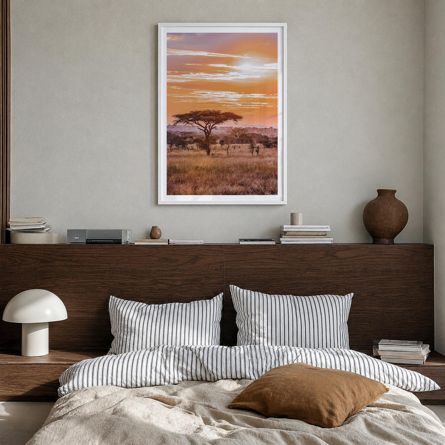 Savannah no. 2 colorful photo poster of Georgia, USA – vertical wall art in white wood frame with white border, hanging on wa