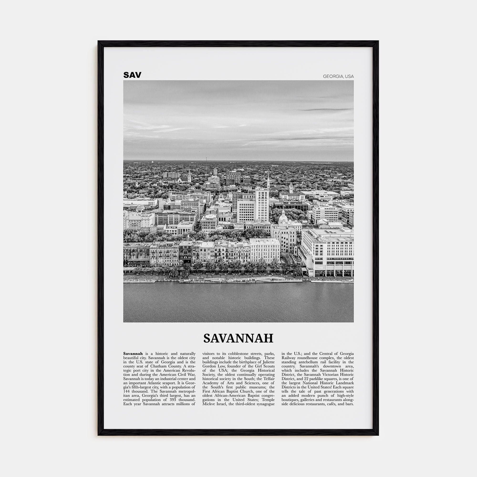 Savannah No 2 Poster Black Wood / 8x12 in Nbourhood Travel B&W Poster