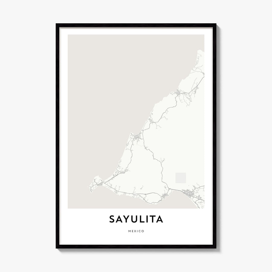 Sayulita Map Poster, framed poster mockup