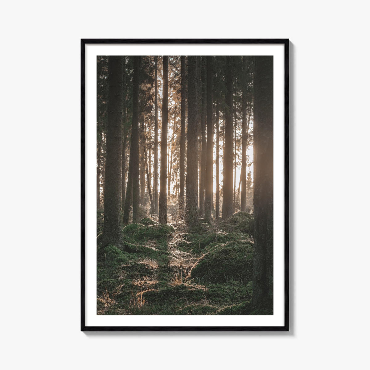 Scandinavian Forest no. 1 colorful photo poster – vertical wall art, unframed print shown in interior mockup
