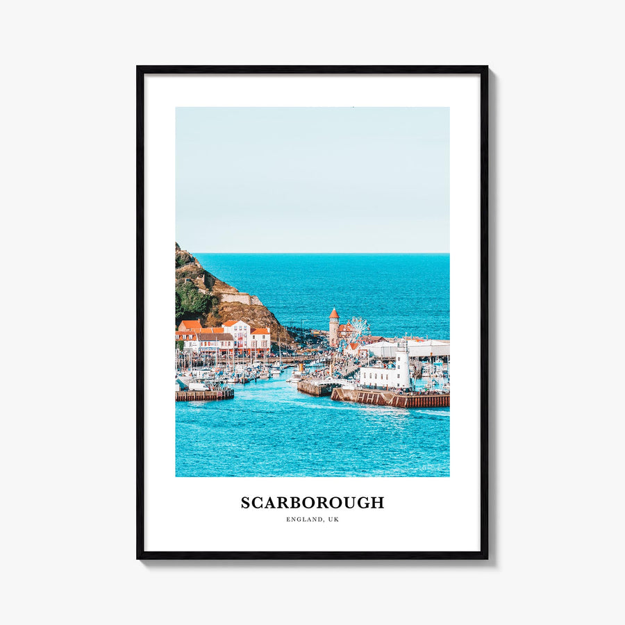Scarborough colorful classic poster of United Kingdom – vertical wall art, unframed print shown in interior mockup