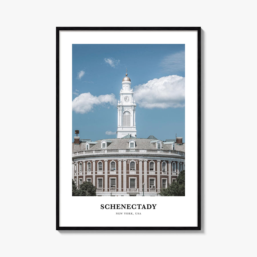 Schenectady colorful classic poster of New York, USA – vertical wall art, unframed print shown in interior mockup