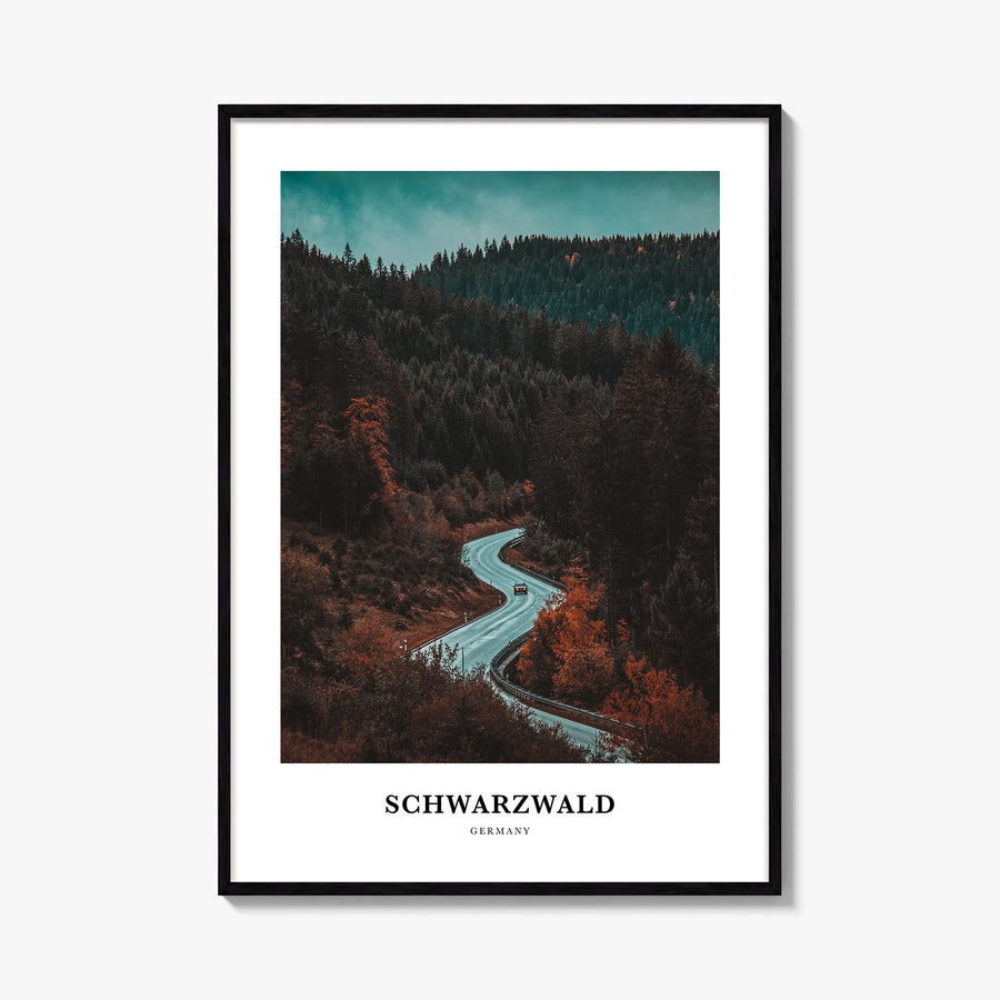 Schwarzwald colorful classic poster of Germany – vertical wall art, unframed print shown in interior mockup