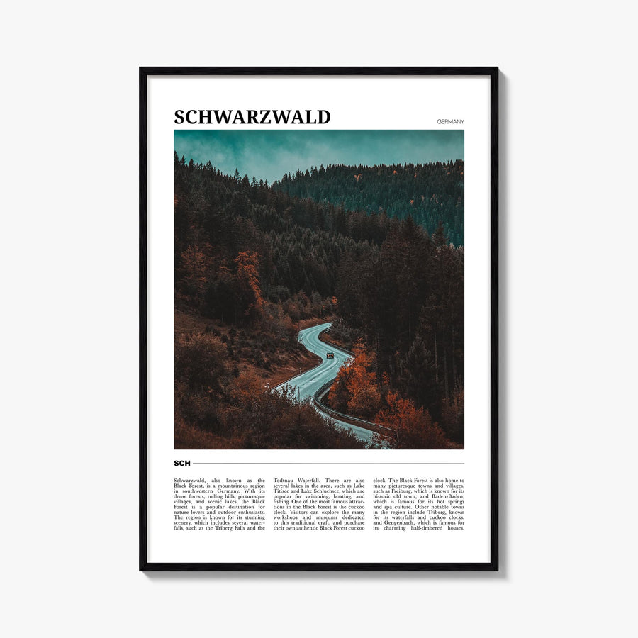 Schwarzwald colorful travel poster of Germany – vertical wall art, unframed print shown in interior mockup