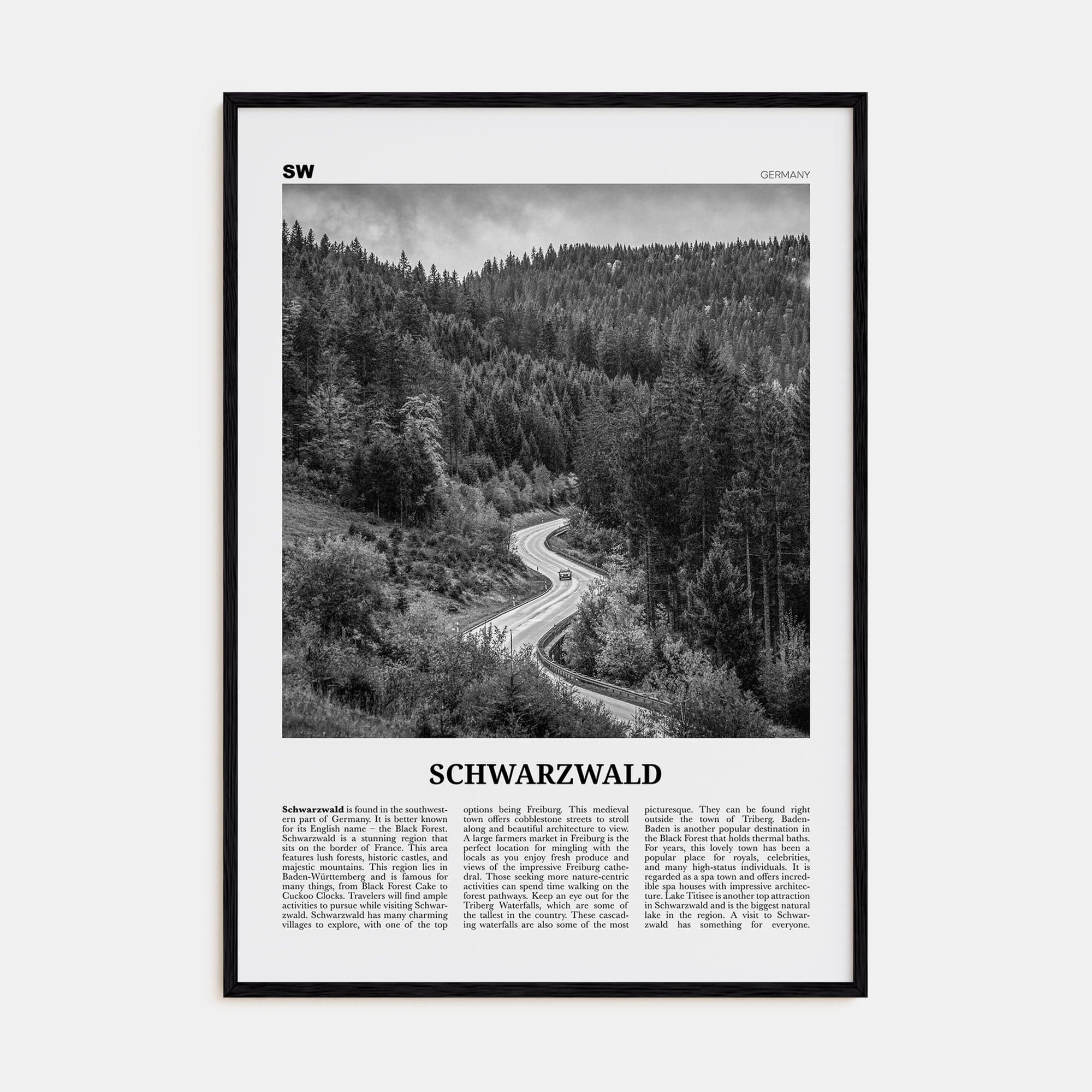 Schwarzwald Poster Black Wood / 8x12 in Nbourhood Travel B&W Poster