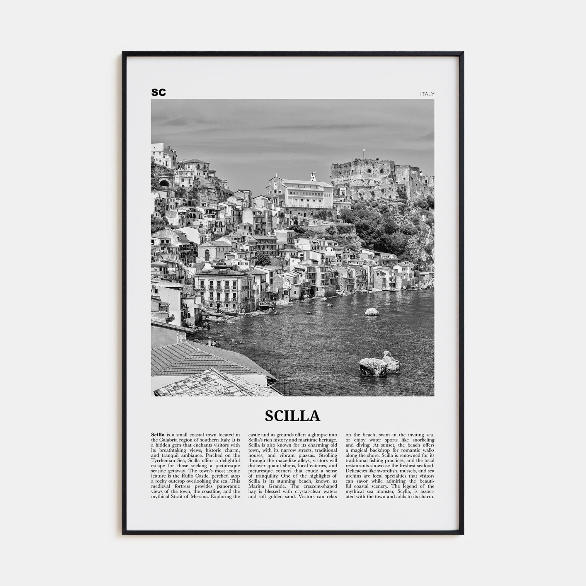 Scilla Poster Black Metal / 8x12 in Nbourhood Travel B&W Poster