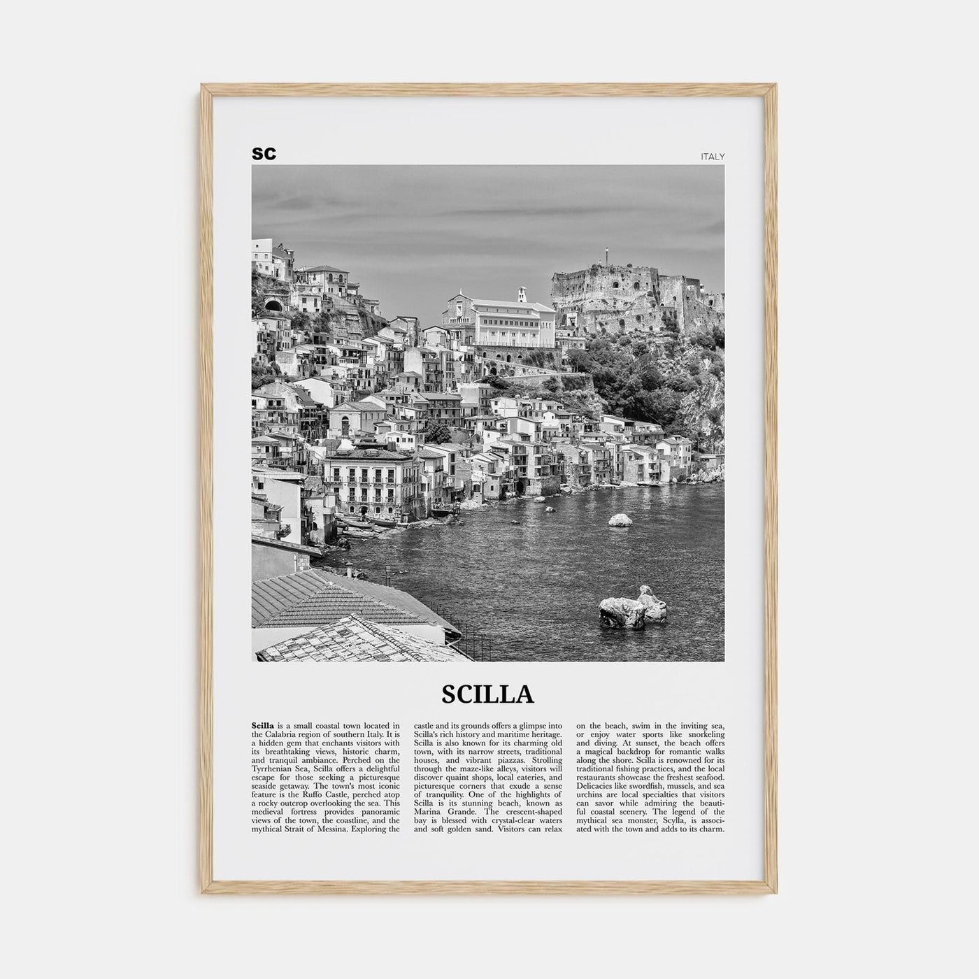 Scilla Poster Natural Wood / 8x12 in Nbourhood Travel B&W Poster