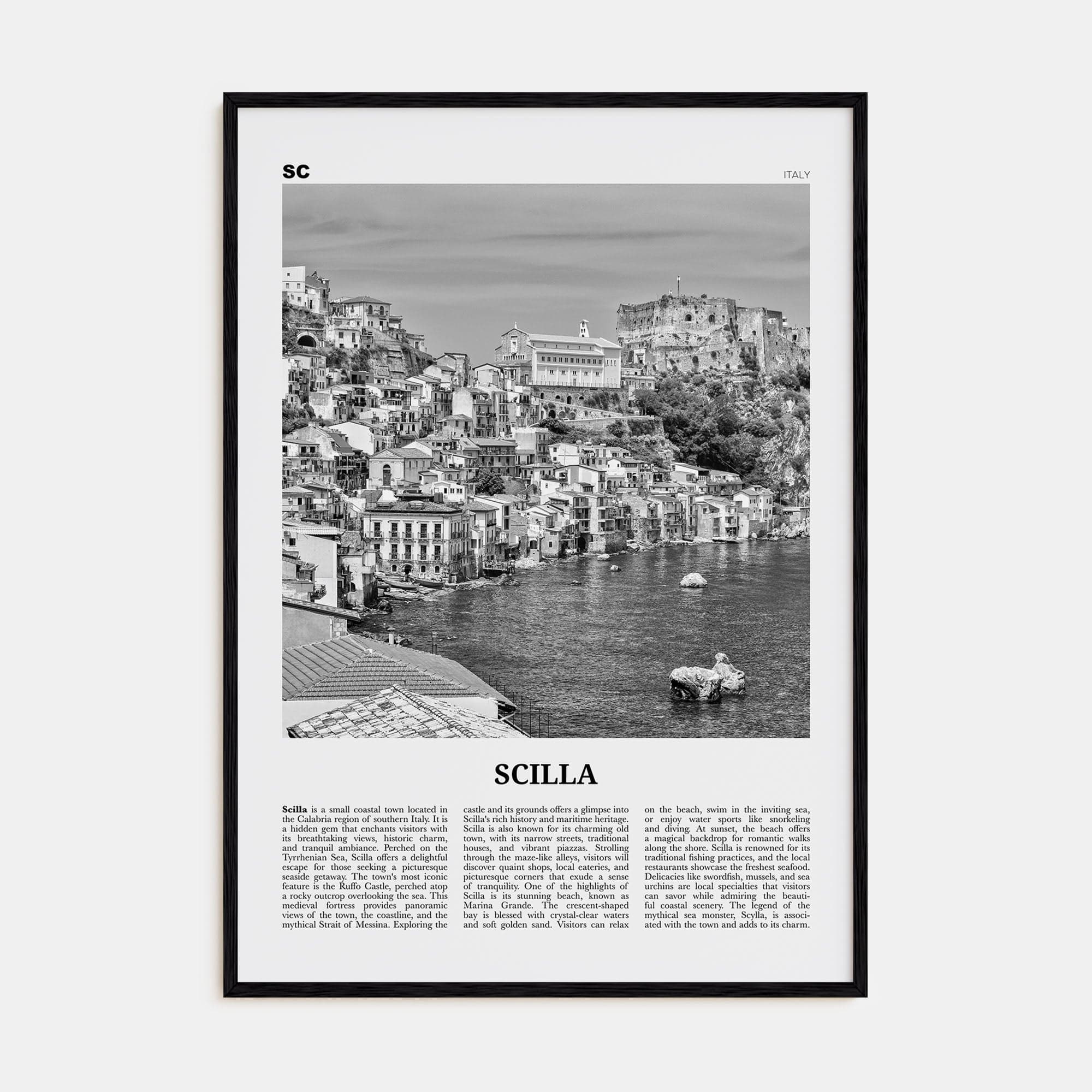 Scilla Poster Black Wood / 8x12 in Nbourhood Travel B&W Poster