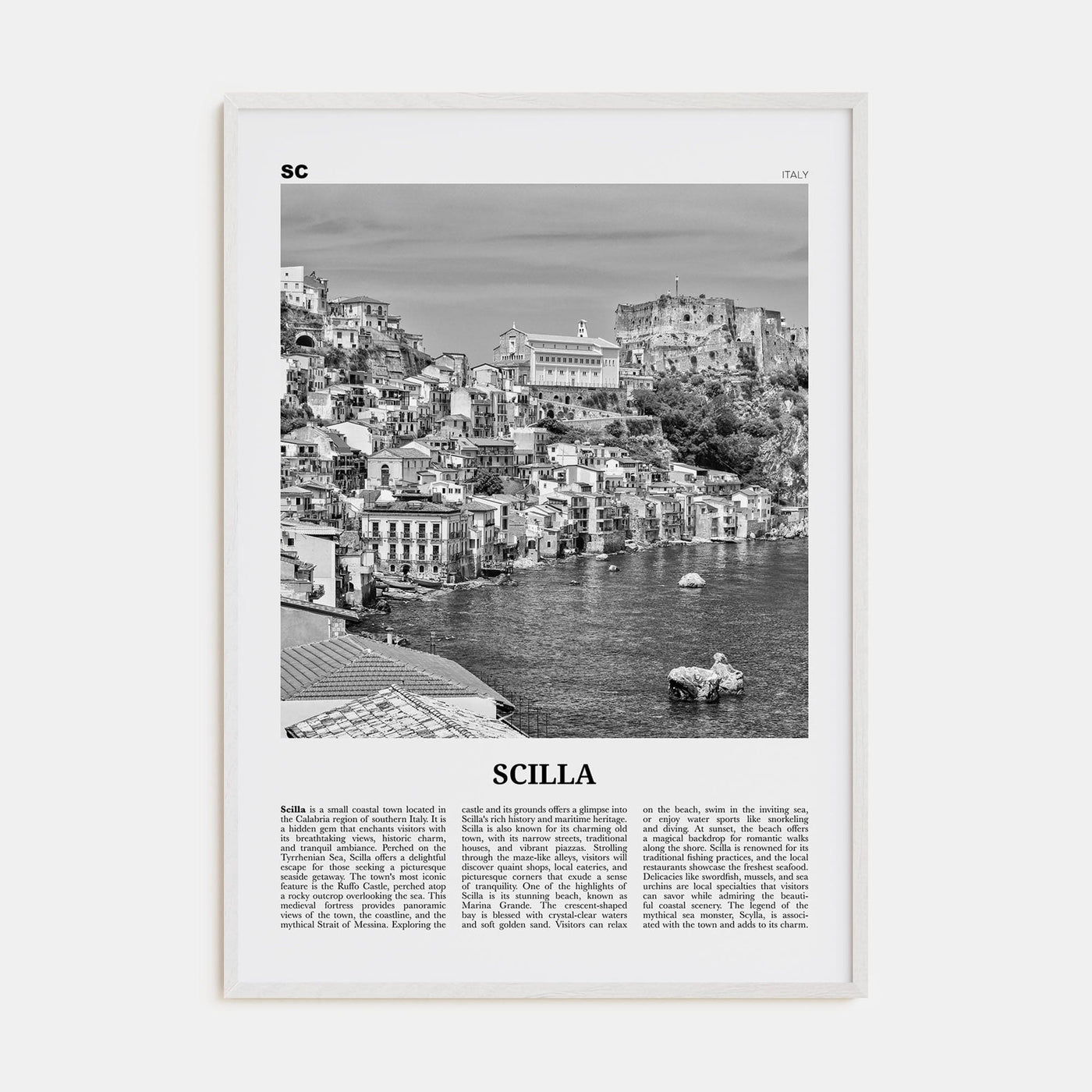 Scilla Poster White Wood / 8x12 in Nbourhood Travel B&W Poster