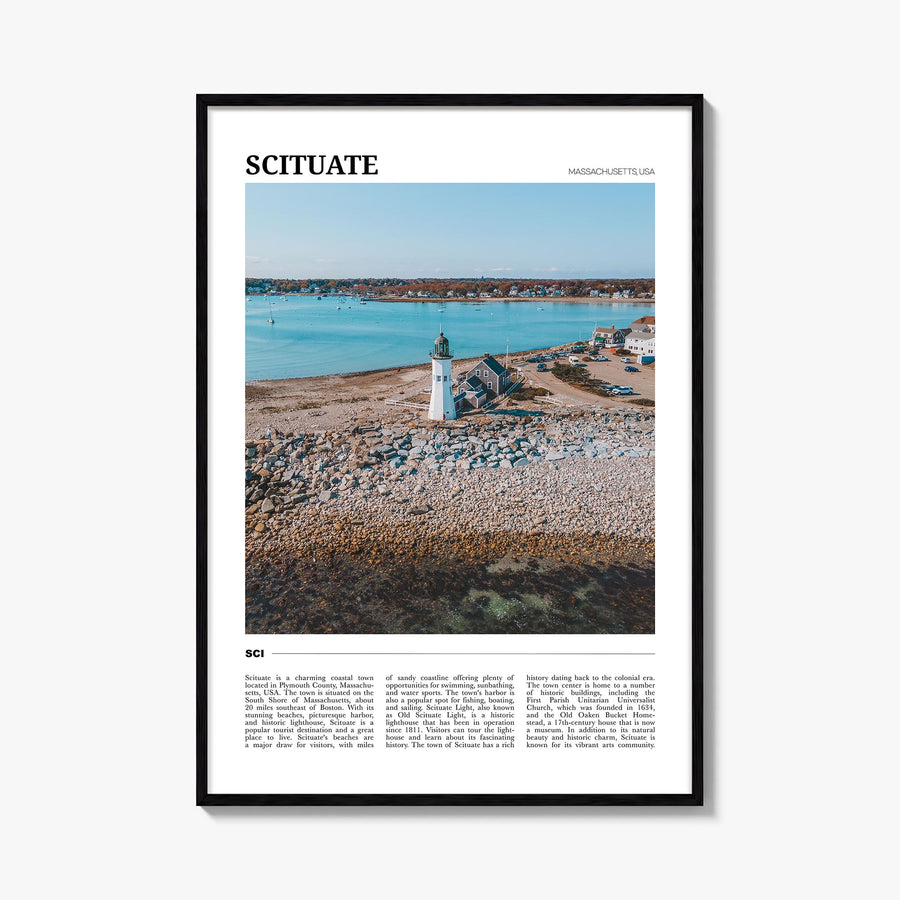 Scituate colorful travel poster of Massachusetts, USA – vertical wall art, unframed print shown in interior mockup