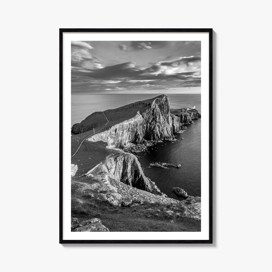 Scotland black & white photo poster of United Kingdom – vertical wall art, unframed print shown in interior mockup