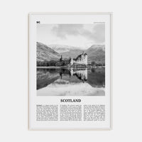 Scotland Poster White Wood / 8x12 in Nbourhood Travel B&W Poster