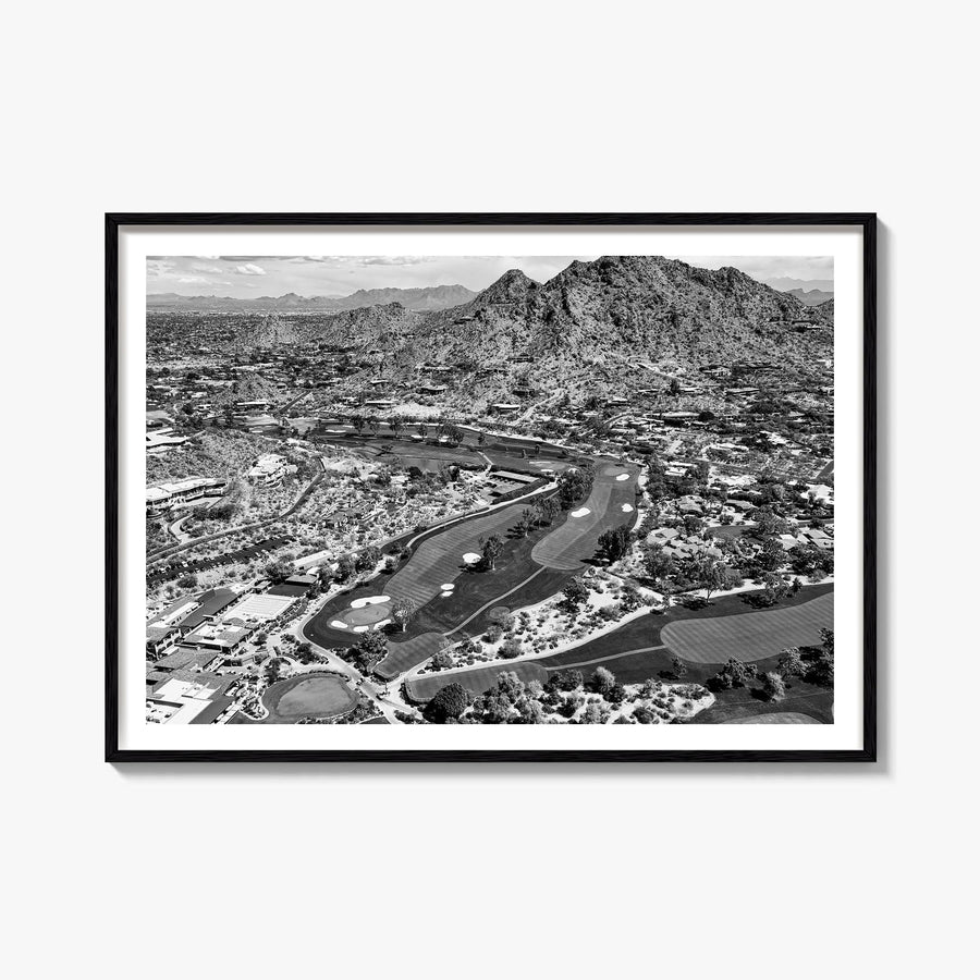 Scottsdale black & white photo poster of Arizona, USA – horizontal wall art, unframed print shown in interior mockup