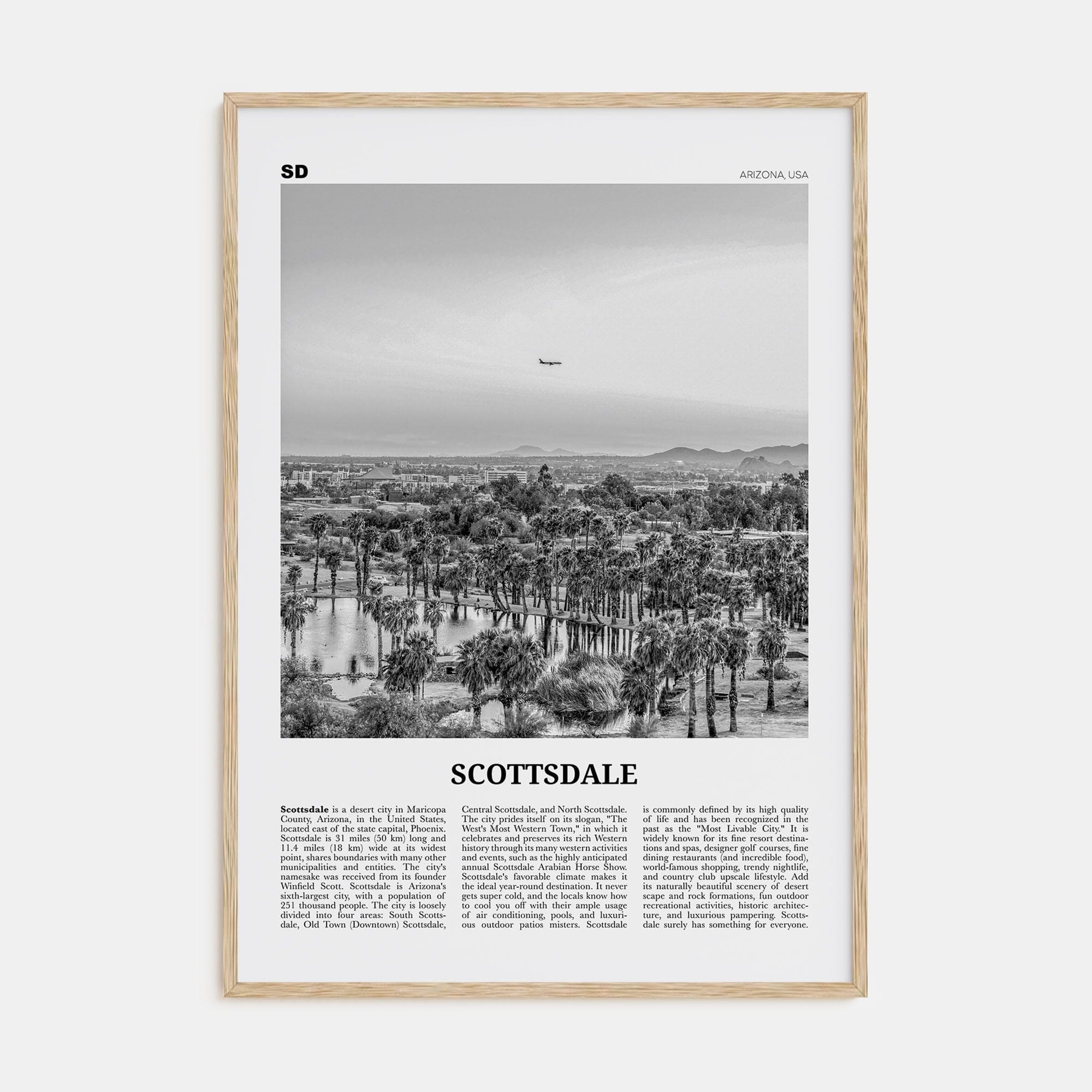 Scottsdale No 1 Poster Natural Wood / 8x12 in Nbourhood Travel B&W Poster