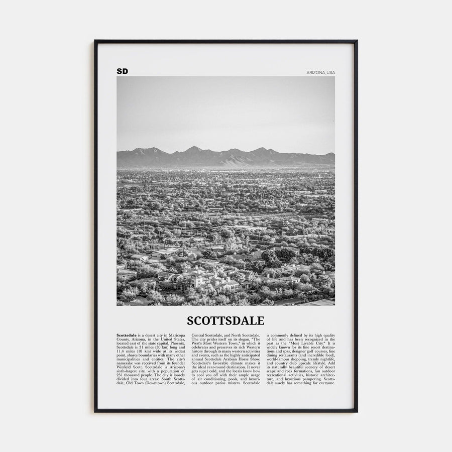 Scottsdale No 2 Poster Black Metal / 8x12 in Nbourhood Travel B&W Poster