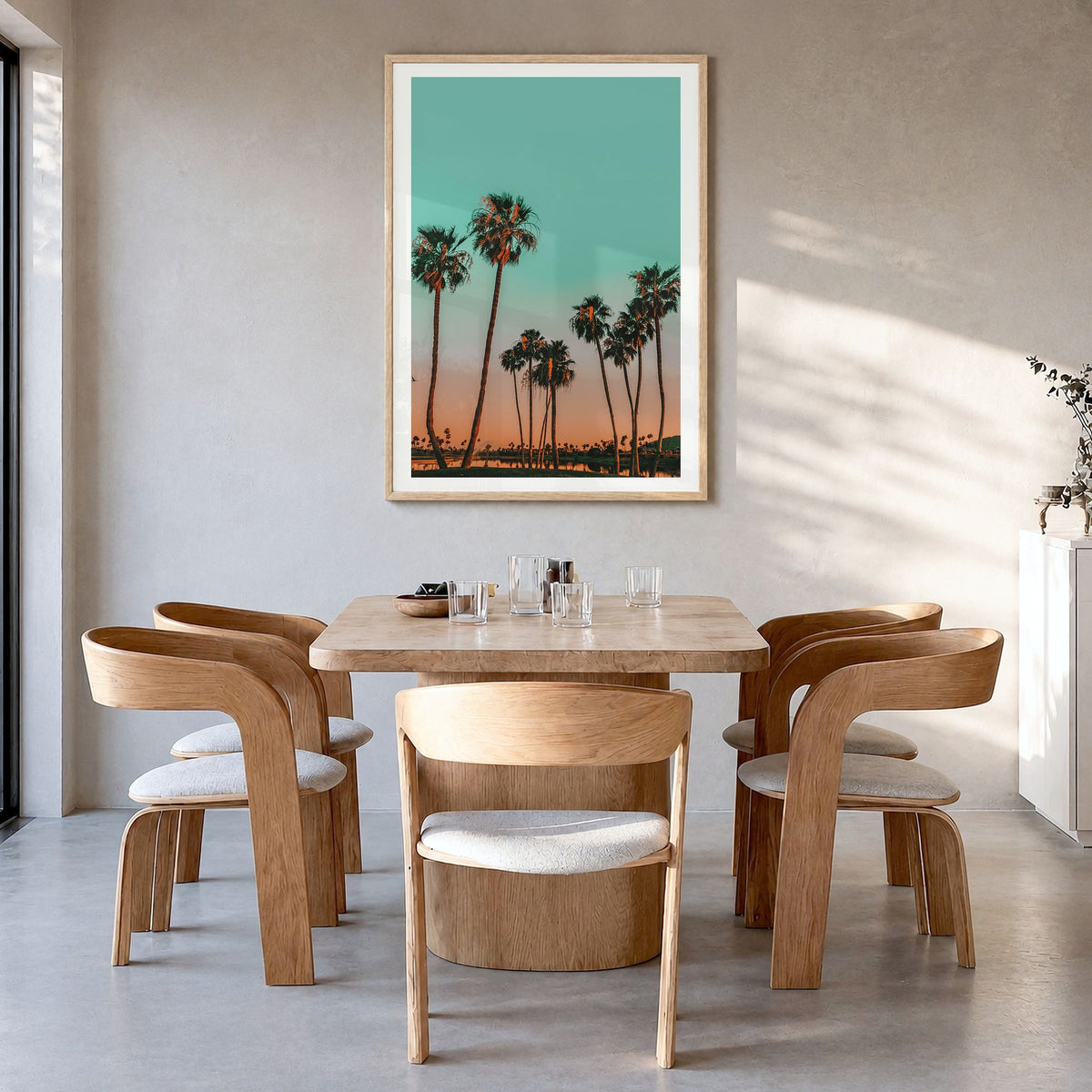 Scottsdale Photo No 2 Poster in a natural wood frame, hanging in a dining room, white border