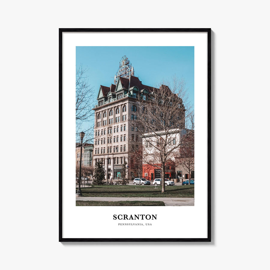 Scranton colorful classic poster of Pennsylvania, USA – vertical wall art, unframed print shown in interior mockup