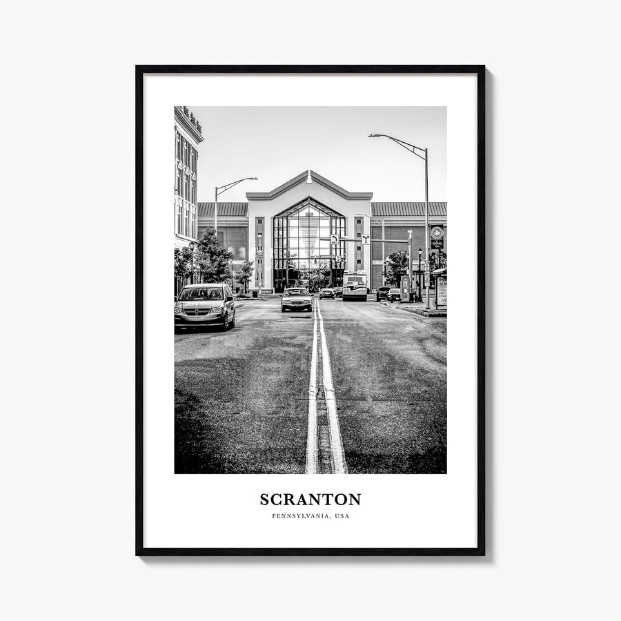 Scranton no. 2 black & white classic poster of Pennsylvania, USA – vertical wall art, unframed print shown in interior mockup