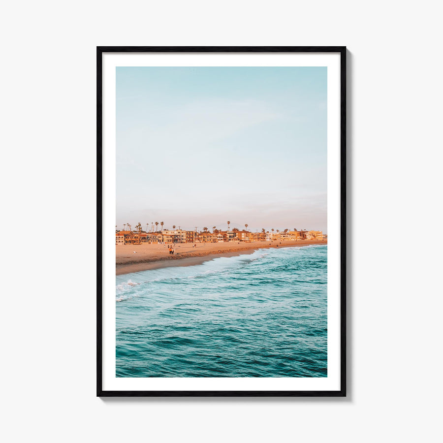 Seal Beach colorful photo poster of California, USA – vertical wall art, unframed print shown in interior mockup