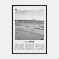 Seal Beach No 1 Poster Black Metal / 8x12 in Nbourhood Travel B&W Poster