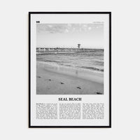 Seal Beach No 1 Poster Black Wood / 8x12 in Nbourhood Travel B&W Poster