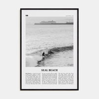 Seal Beach No 2 Poster Black Wood / 8x12 in Nbourhood Travel B&W Poster