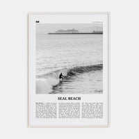 Seal Beach No 2 Poster White Wood / 8x12 in Nbourhood Travel B&W Poster