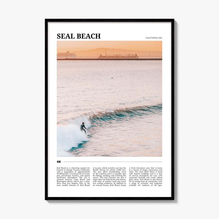 Seal Beach Travel No 1 Poster, framed poster mockup