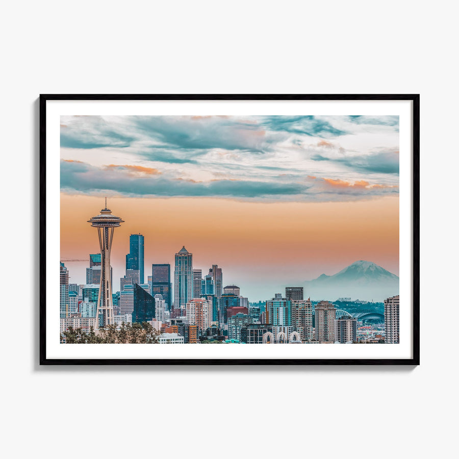 Seattle Photo Poster, framed poster mockup, white border